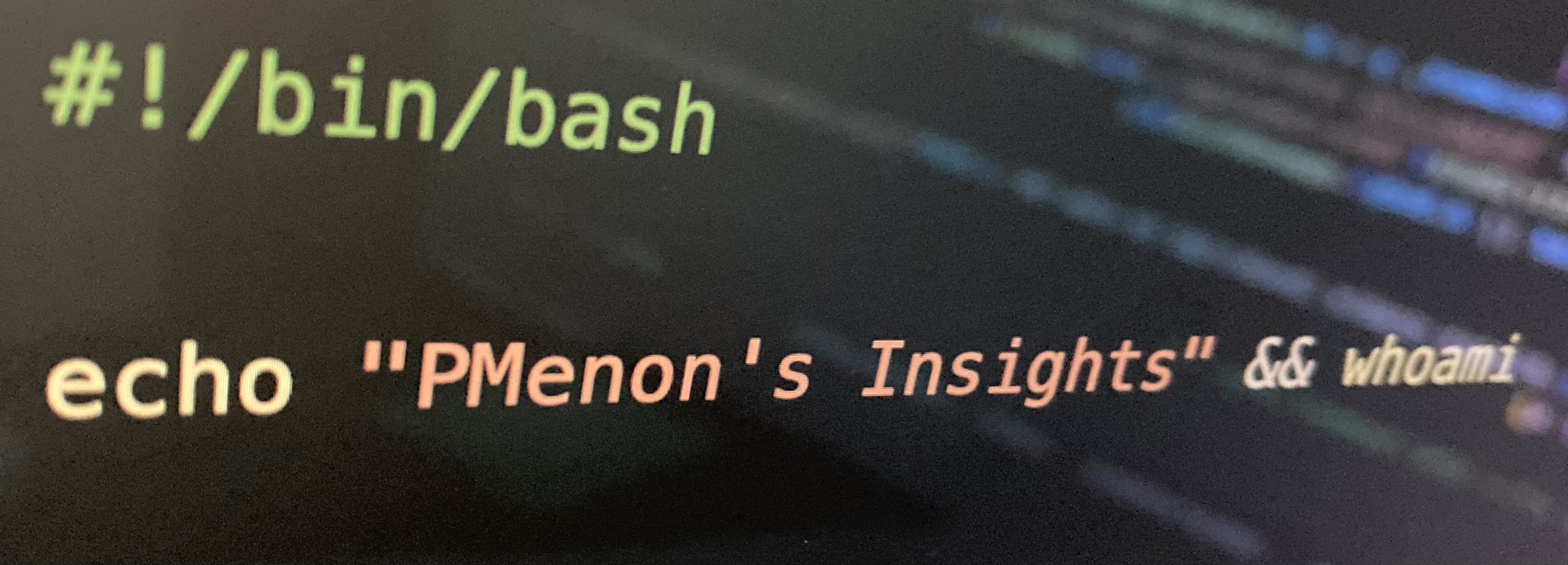 What is PMenon's Insights? and >$ whoami